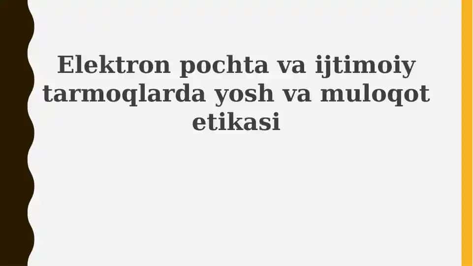 Elektron pochta va ijtimoiy tarmoqlar