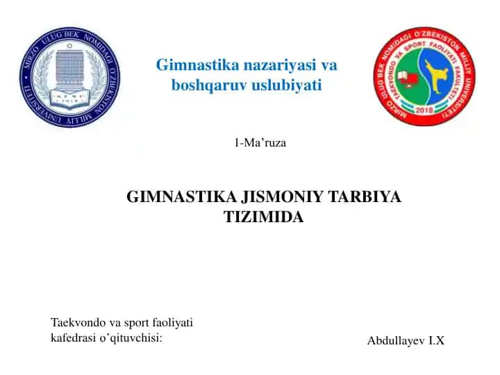 Gimnastika nazariyasi va boshqaruv uslubiyati