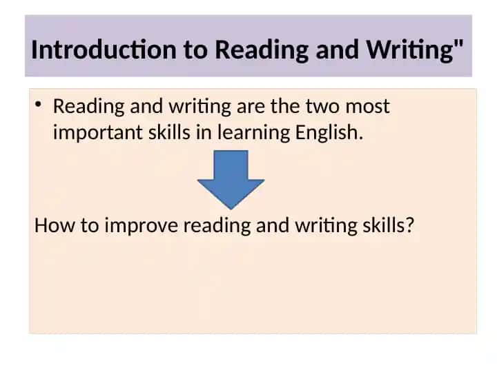 Introduction to Reading and Writing