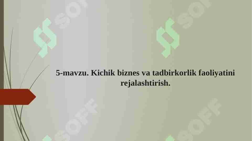 Kichik biznes va tadbirkorlik faoliyatini rejalashtirish.