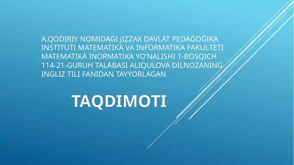 Ingliz tili: Present Continuous Tense Taqdimoti