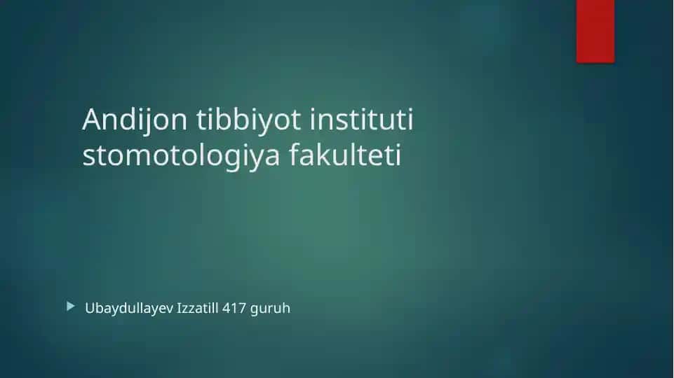 Andijon tibbiyot instituti stomotologiya fakulteti