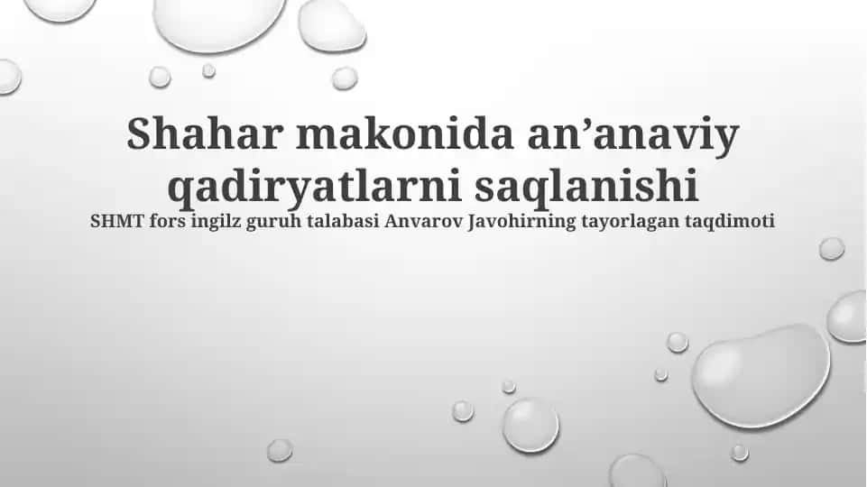 An'anaviy qadriyatni saqlash