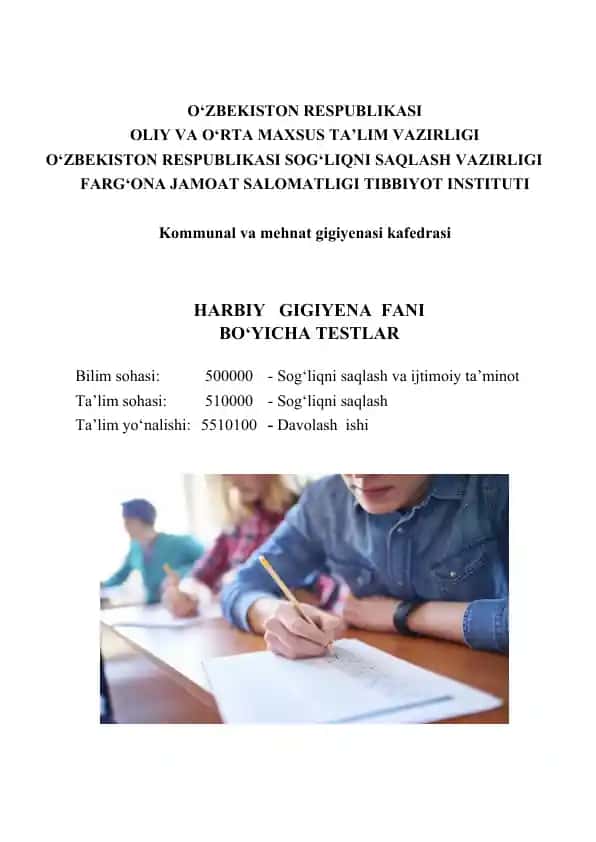 HARBIY GIGIYENA FANI BO‘YICHA TESTLAR