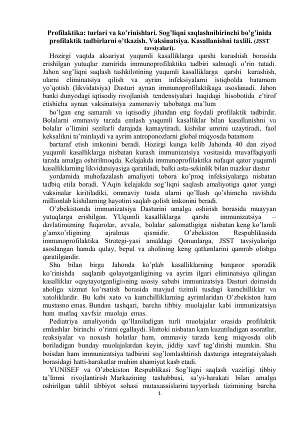 Profilaktika: turlari va ko’rinishlari