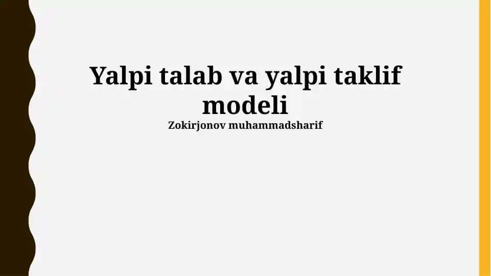 Yalpi talab va yalpi taklif modeli