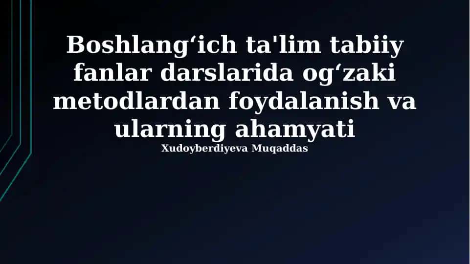 Og'zaki Metodlar