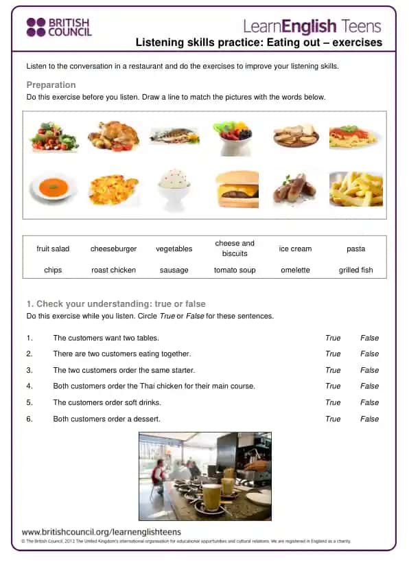 Listening Exercise - Restaurant Conversation