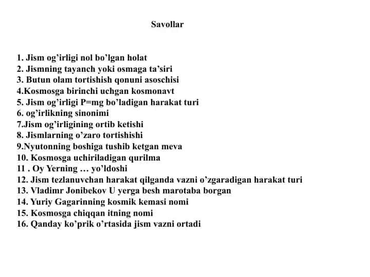 Fizika savollari va javoblari