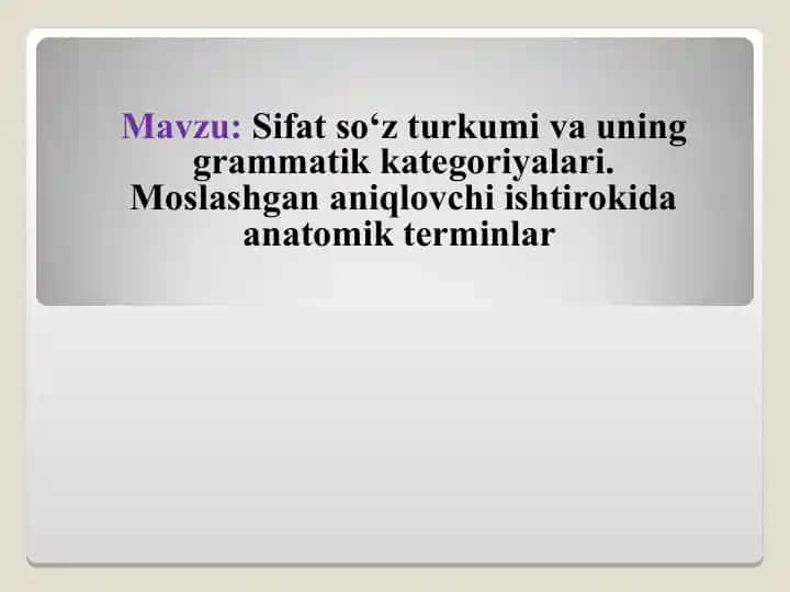 Sifat so‘z turkumiva uning grammatik kategoriyalari