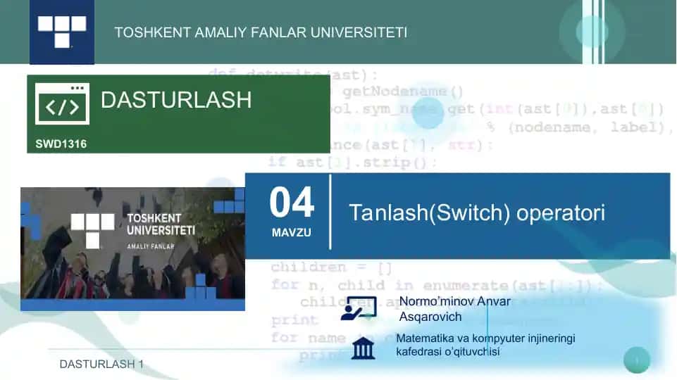 Tanlash(Switch) operatori