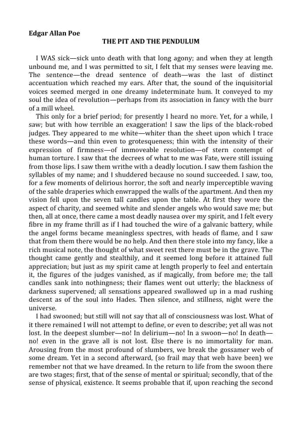 THE PIT AND THE PENDULUM