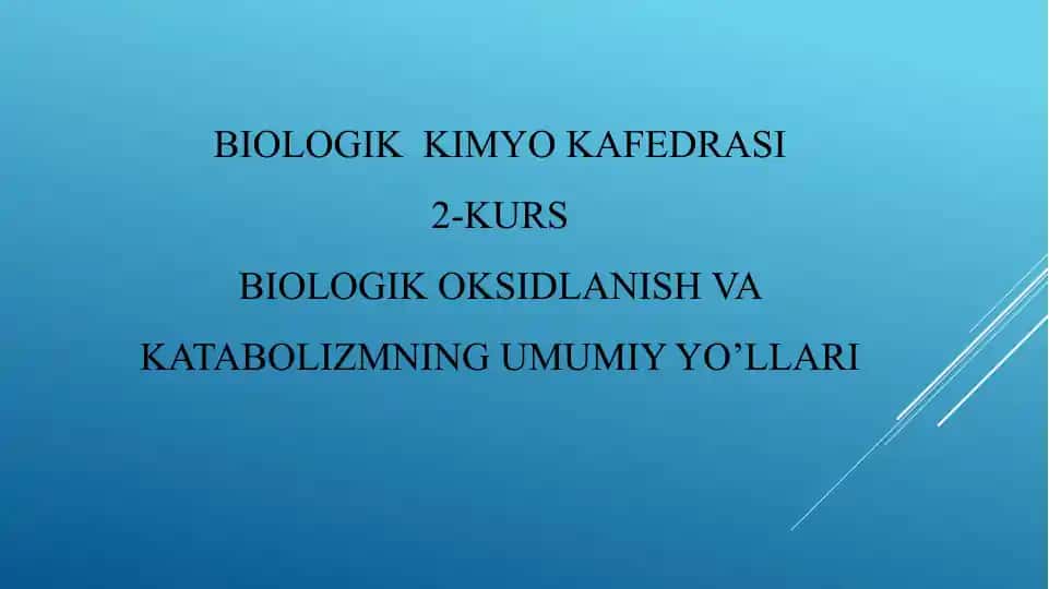 Biologik oksidlanish va kimyo