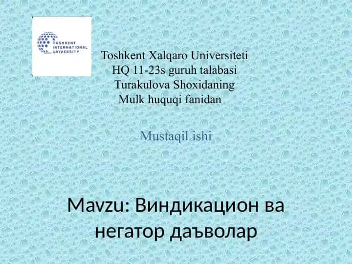 Виндикацион ва негатор даъволар