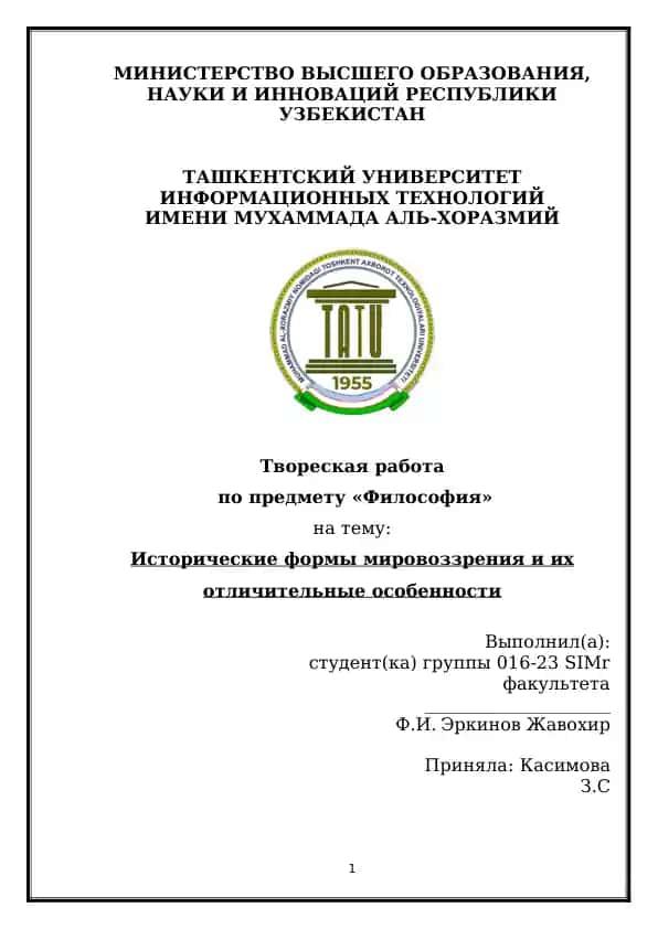 Твореская работа по предмету «Философия»