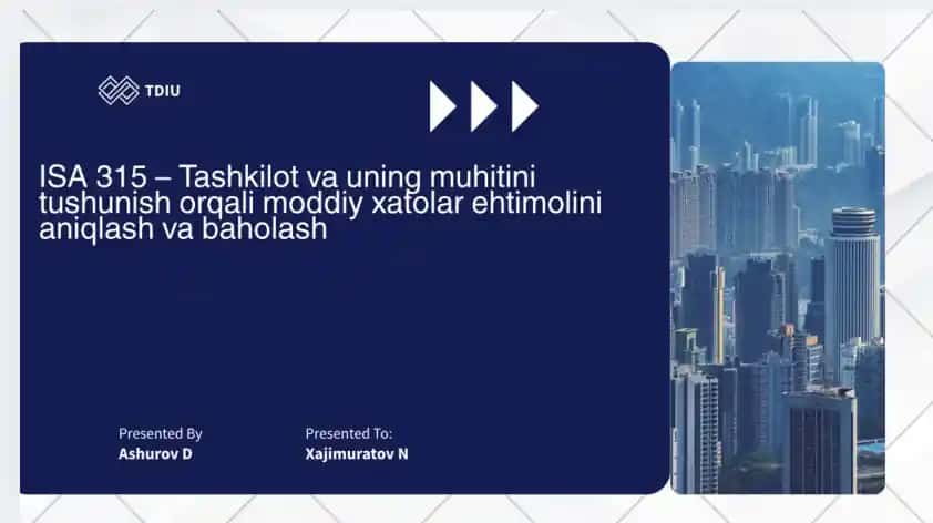 ISA 315 standartining magsadi va mohiyati