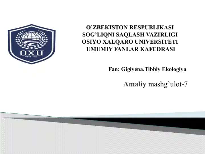 Kimyoviy birikmalarni aniqlash va baholash mashg'uloti