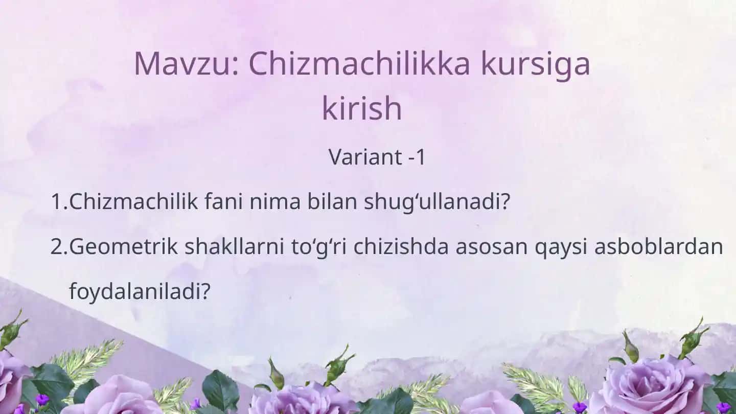 Chizmachilikka kursiga kirish
