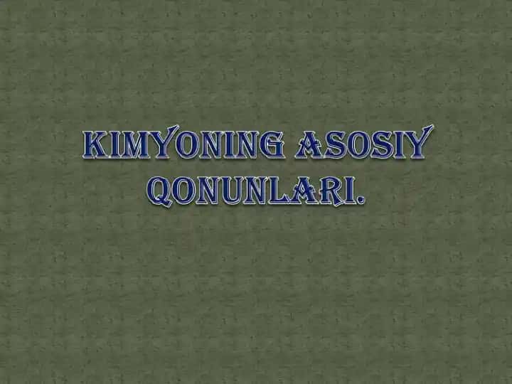 Kimyoning asosiy qonunlari