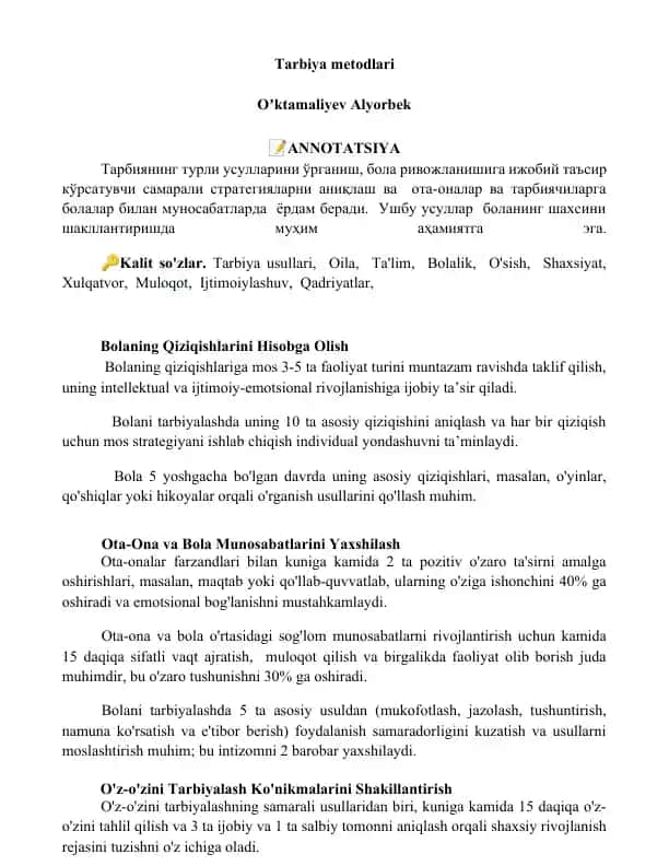 Tarbiya metodlari