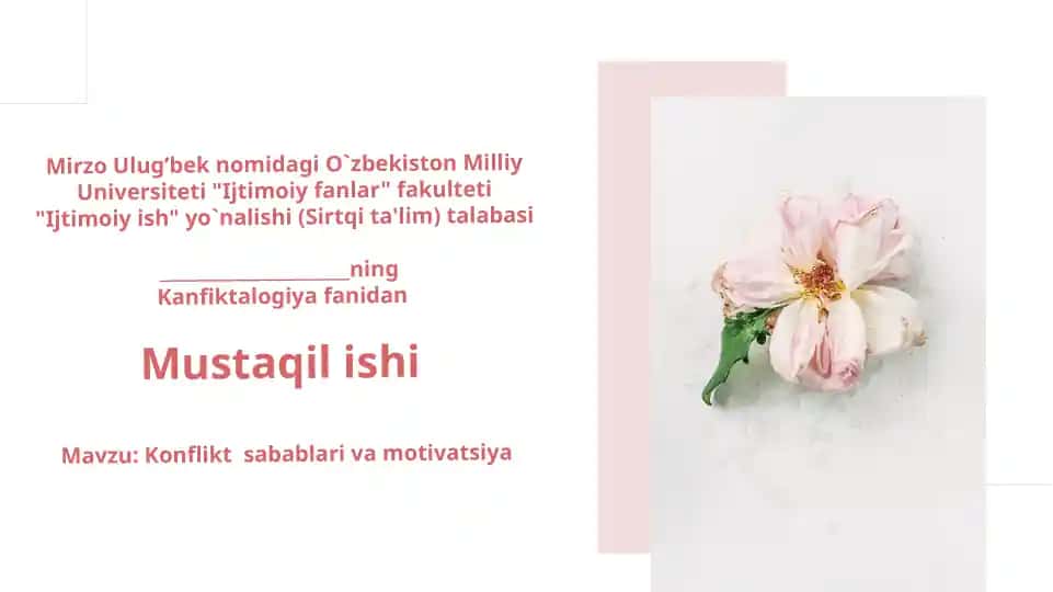 Konflikt sabablari va mativatsiya