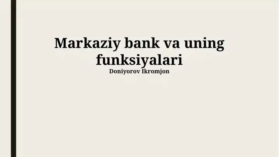 Markaziy bank va uning funksiyalari