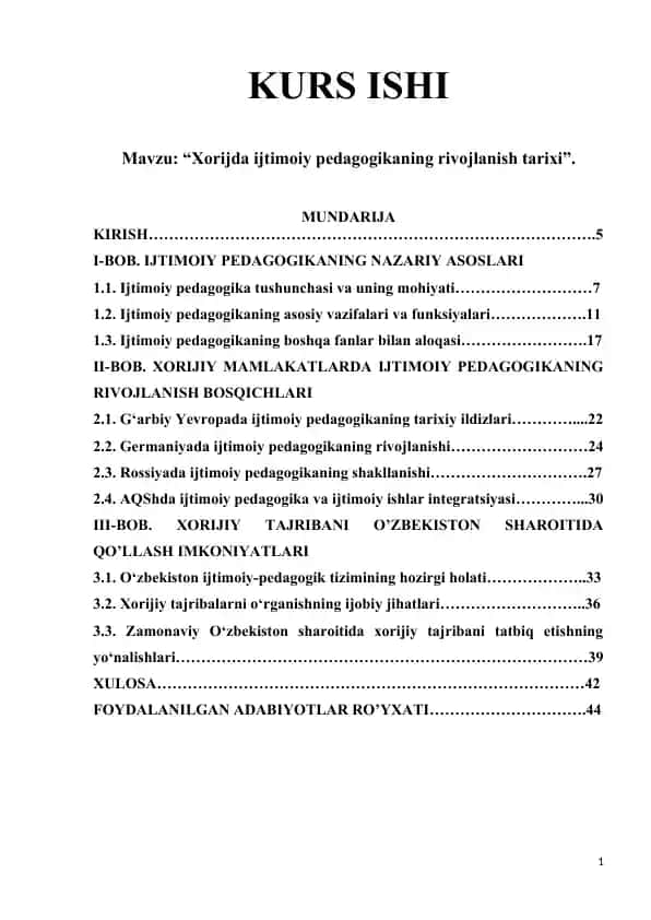 Xorijda ijtimoiy pedagogikaning rivojlanish tarixi