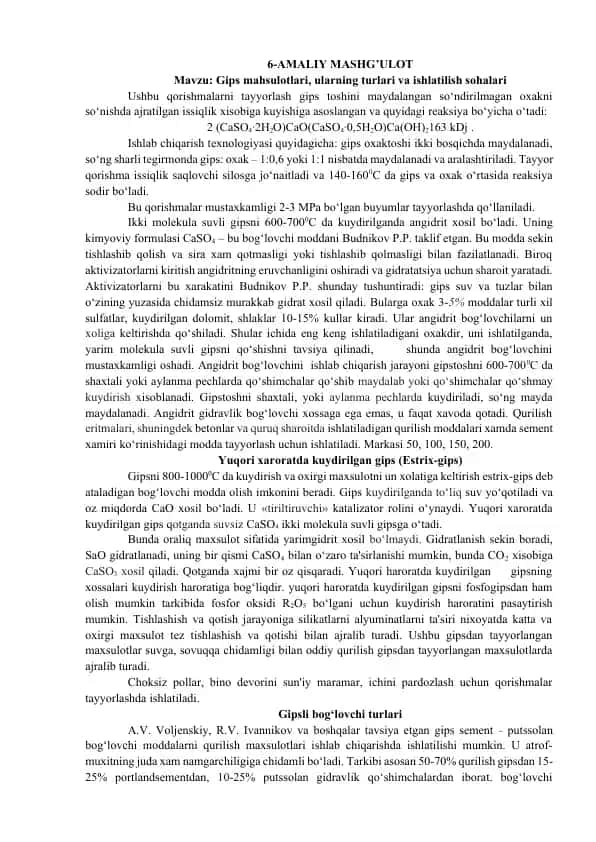 Gips mahsulotlari