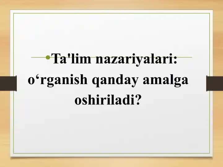 Ta'lim nazariyalari