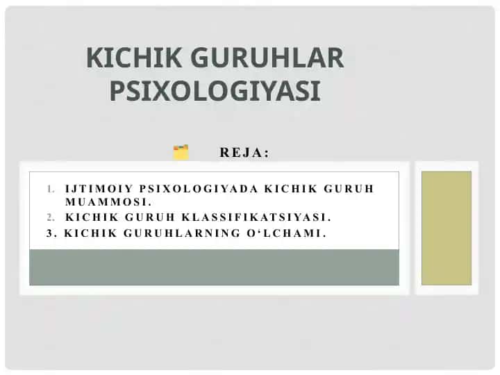 Ijtimoiy psixologiyada kichik guruh muammosi