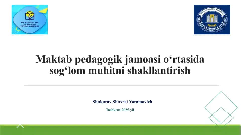 Sifatli ta'limning maktabdagi muhit va huquqiy muammolar