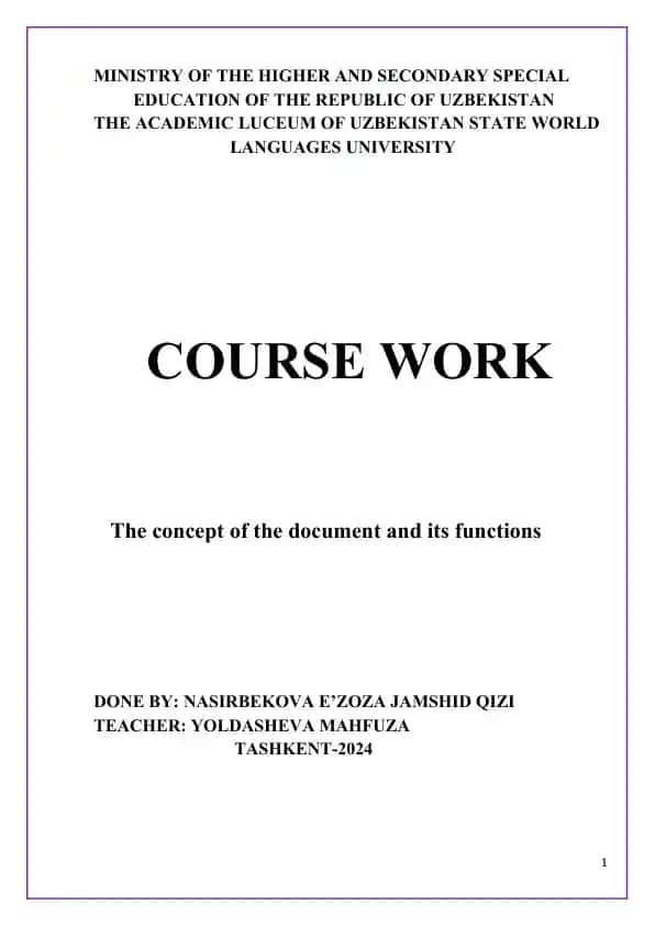 The concept of the document and its functions