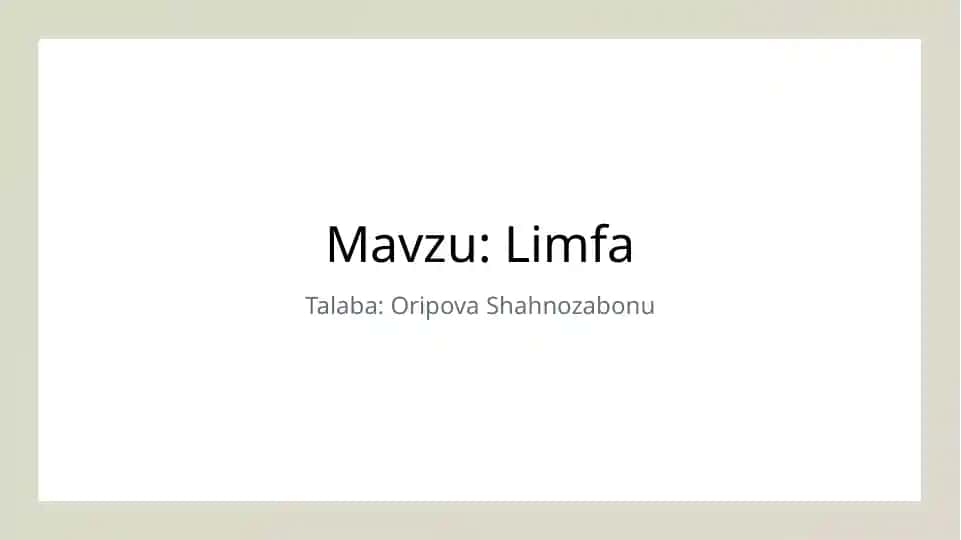 Limfa tizimi va uning immunitetdagi roli