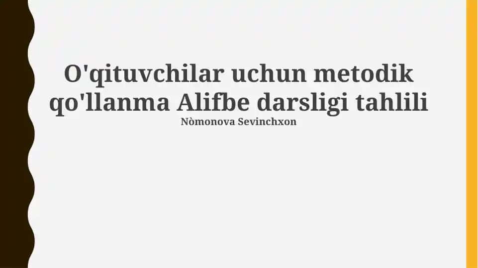 Alifbe darsligi tahlili
