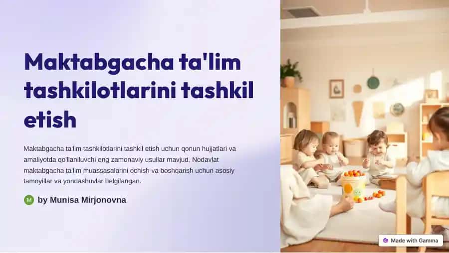 Maktabgacha ta'lim tashkilotlarini tashkil etish