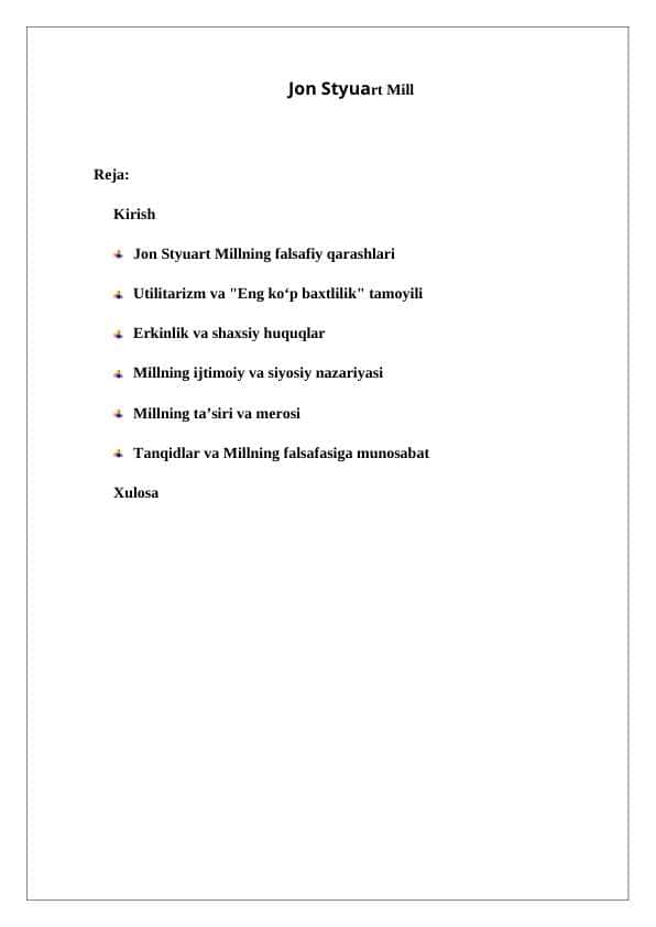 Jon Styuart Millning falsafiy qarashlari