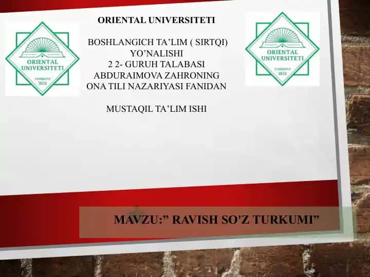 Ravish so'z turkumi