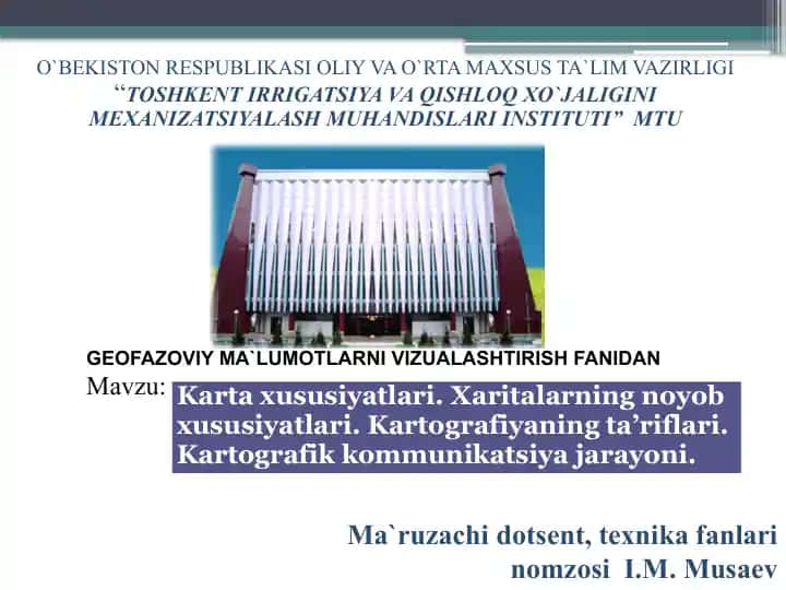 GEOFAZOVIY MA`LUMOTLARNI VIZUALASHTIRISH FANIDAN