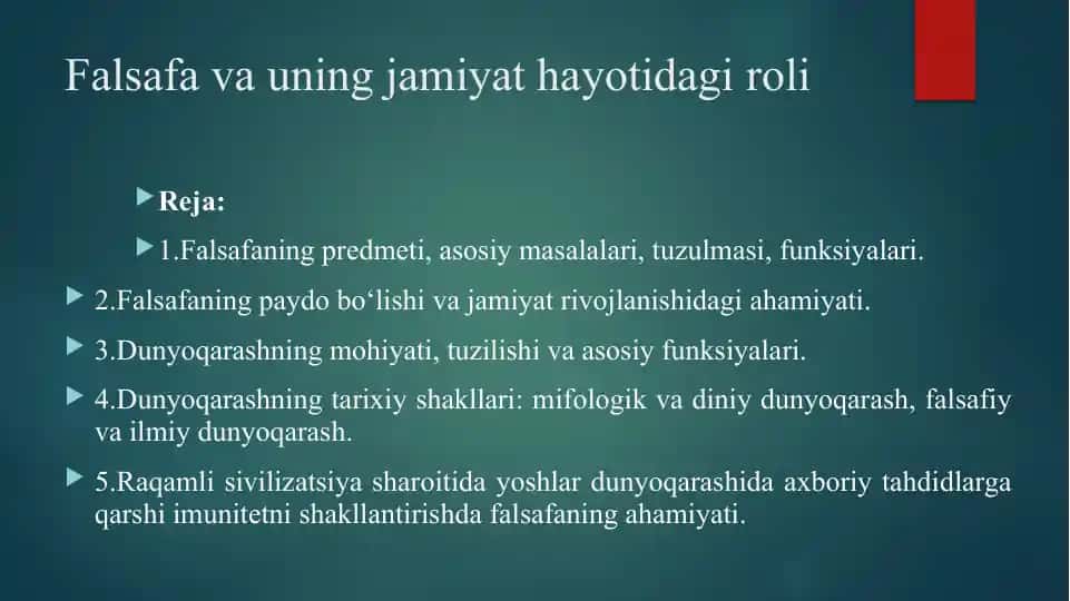 Falsafa va uning jamiyat hayotidagi roli