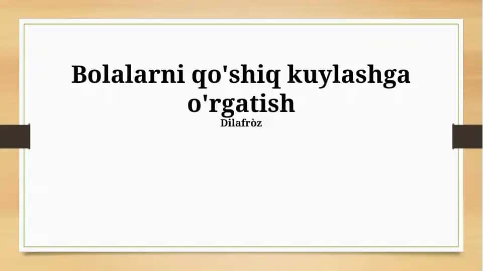 Bolalarni qo'shiq kuylashga o'rgatish