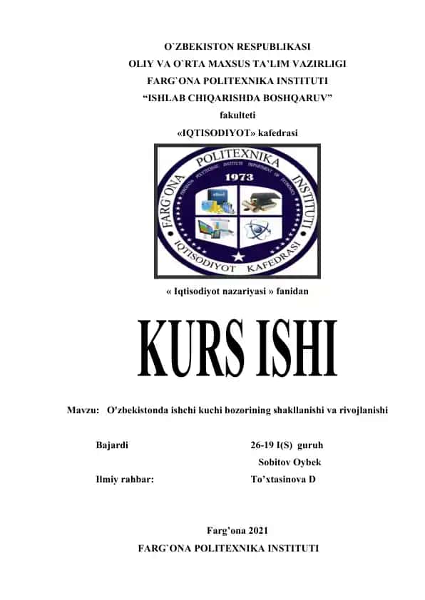 O'zbekistonda ishchi kuchi bozorining shakllanishi va rivojlanishi
