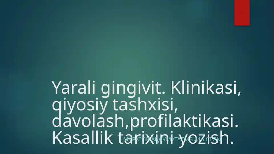 PARODONT KASALLIKLARI KLINIK KO'RINISHIVA PATOMORFOLOGIYASI