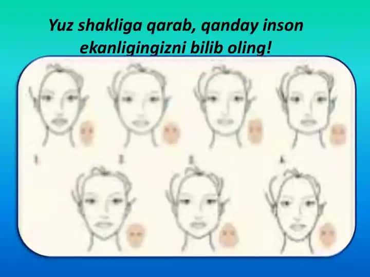 Yuz shakliga qarab, qanday inson ekanligingizni bilib oling!