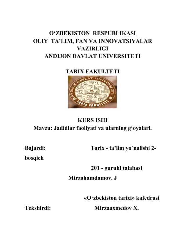 Jadidlar faoliyati va ularning g‘oyalari