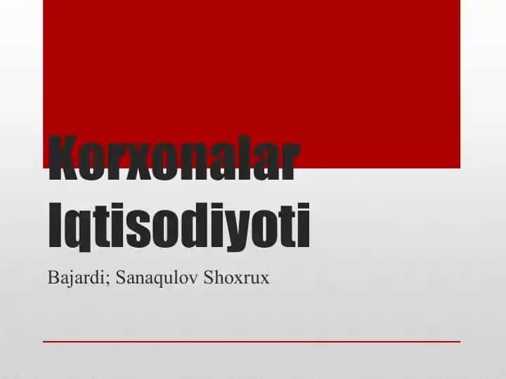Korxonalar Iqtisodiyoti