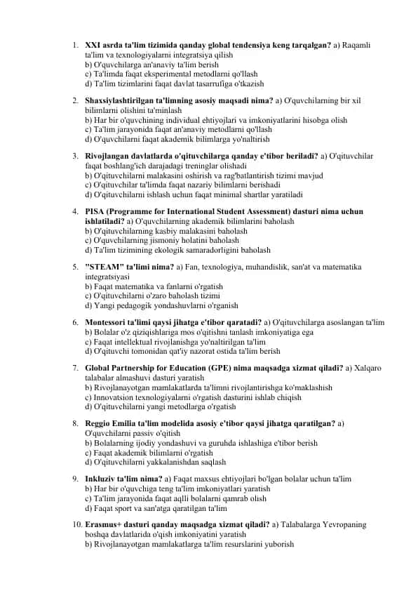 Ta'limning global tendensiyalari