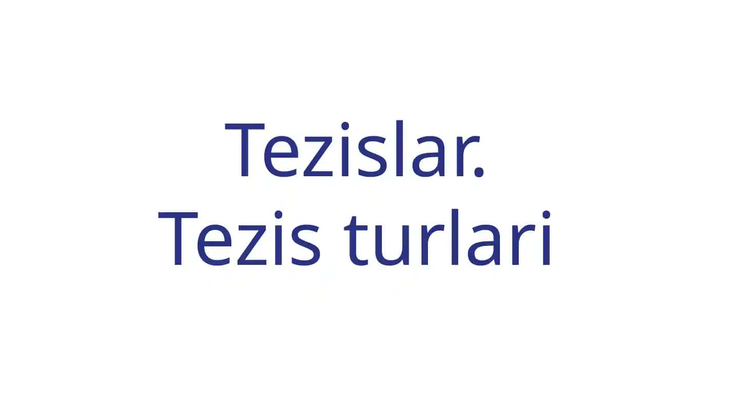 Tezislar. Tezis turlari