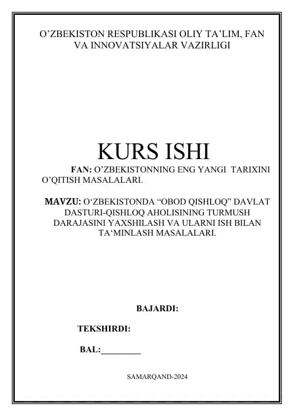 O‘zbekistonda “Obod Qishloq” davlat dasturi