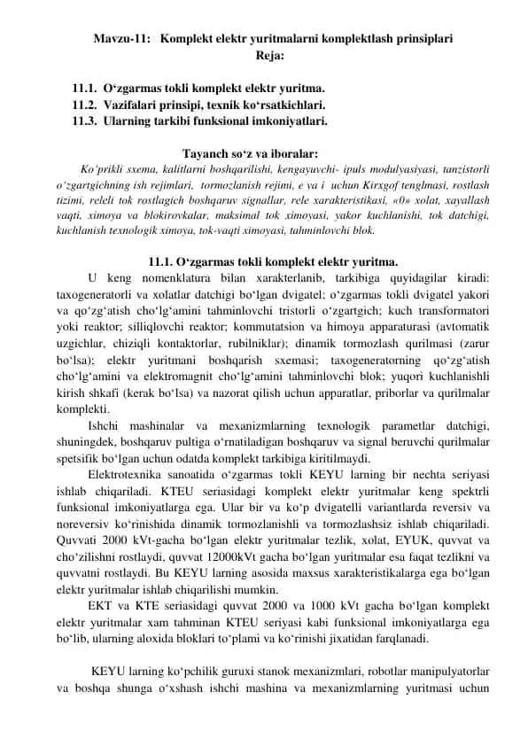 Elektr yuritma komplekti