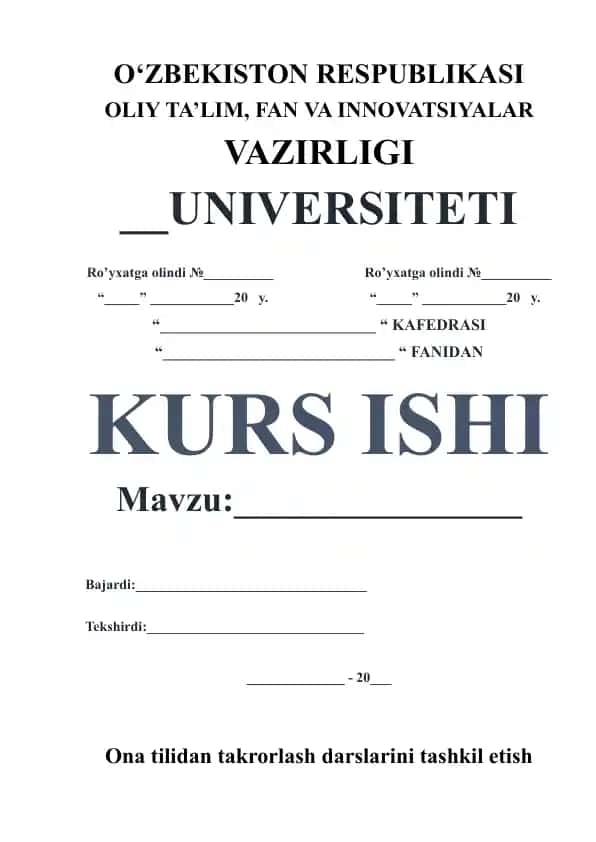 Ona tilidan takrorlash darslarini tashkil etish metodikasi (kurs ishi)